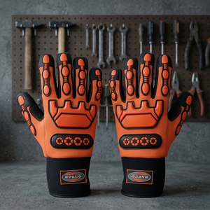 Guantes de Trabajo Aislantes BARCO LEATHER INDUSTRY / Guantes de Mecánico / Guantes para Campos Petroleros con Cierre de Gancho y Bucle Hechos de Cuero Sintético - Product Image 3