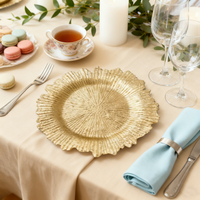 Assiettes de présentation en plastique vert acrylique, style osier, transparentes, argentées, noires, dorées, pour mariage
