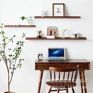 Solid Wood Wall Mounted <b>Shelf</b> 30 60 90 120cm 4 Layers Multipurpose Storage <b>Rack</b> For Living Room Bedroom - Product Image 3