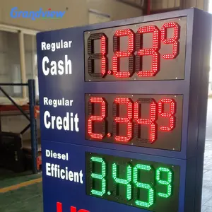 18 inci hijau biasa 5 digit 7 Segmen stasiun Gas tanda harga LED