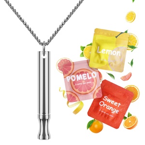 Focus Pipe Cute Air Inhaler Meditation Easy Adjustable Breathe Tube Anxiety Anti Smoking Breathing Necklace Black With Pull - Product Image 5