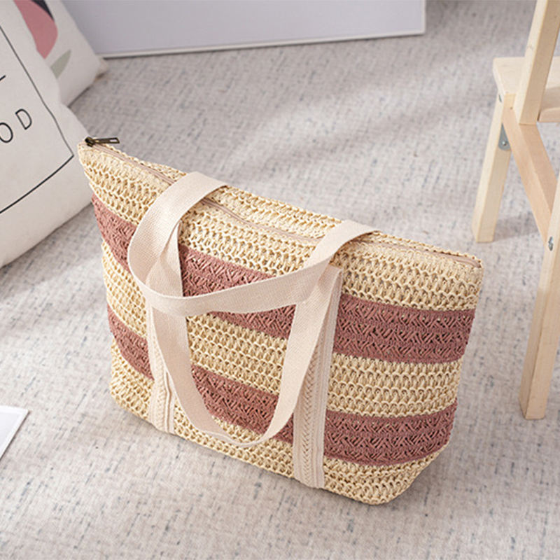 Straw Beach Shoulder Handmade Bags Women Straw Tote Large Beach Bag ...