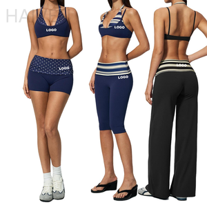 Ropa Deportiva con Rayas y Puntos, Sujetador Deportivo, Ropa para Gimnasio, Fitness, Yoga, Top de Manga Larga, Pantalones de Pierna Ancha y Recta con Cintura Plegable - Product Image 3