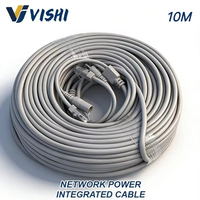 Cable de Red y Alimentación Vishi de 4 Núcleos y 10 m, Cables de Red para Interiores, Fuente de Alimentación, Accesorios para Cámaras de Seguridad y Vigilancia de Fábrica