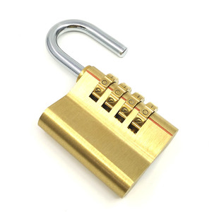 CH-04H 4-Digit Brass Combination Padlock 85x40x48.5mm For Workshop Door Gym <b>Locker</b> Mechanical Lock - Product Image 3