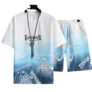 Summer <b>Short</b>-Sleeved <b>Shorts</b> Suit for Boys Fashion Brand Trend Suit Teenagers Hong Style T-shirt Two-Piece Suit - Product Image 5