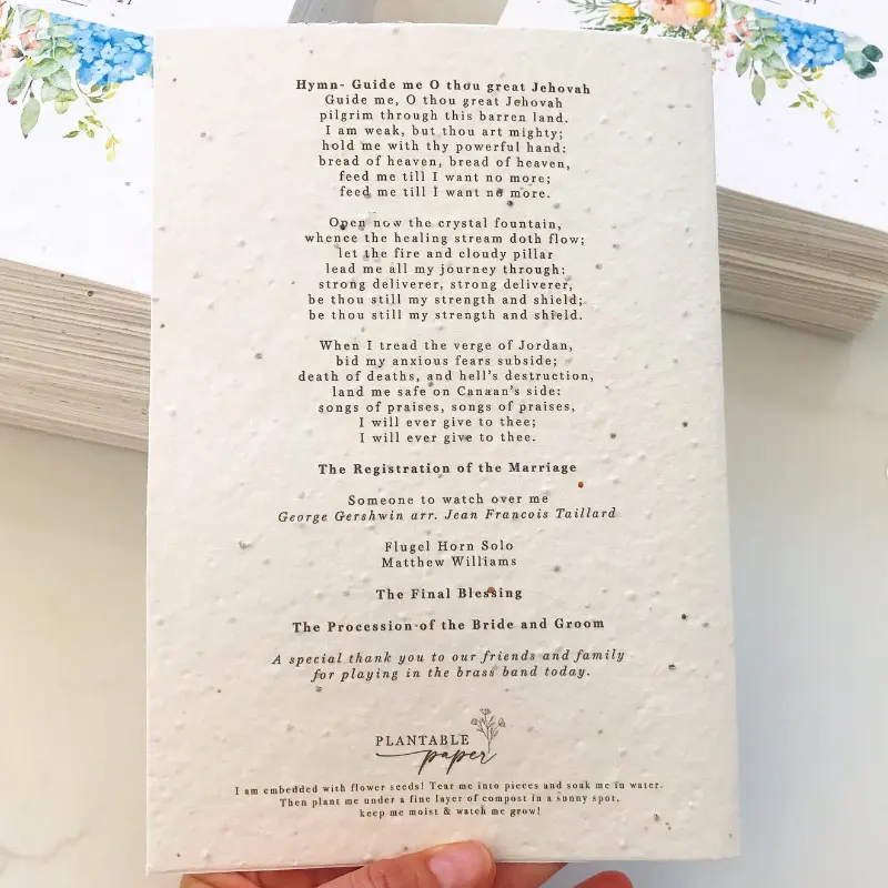 प्लान टेबल फ्लावर सी डी पेपर बायोडिग्रेडेबल छोटे व्यवसाय के लिए कस्टम प्रिंट कार्ड के साथ धन्यवाद ग्रीटिंग्स शादी का निमंत्रण