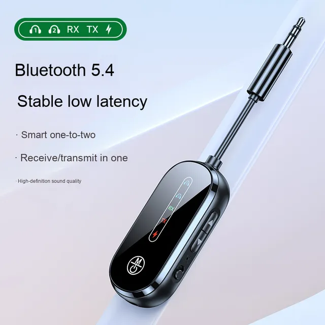 New 2-in-1 for 5.4 Plastic 10m Range Receiver Transmitter for Car Airplane TV & Two Earphones Wireless Stereo