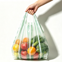 Sac gilet jetable en PEHD rayé vert menthe épaissi, pliable, étanche, pour courses quotidiennes et emballage plastique