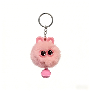 พวงกุญแจตุ๊กตาหัวแมวการ์ตูนขนเฟอร์เร็กซ์เทียมน่ารัก พร้อมพู่ปอมปอมเนื้อนุ่มฟู สำหรับกระเป๋าและกุญแจ - Product Image 4