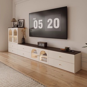 Cream Colored Retro Tv Cabinet With Storage Living Room Floor Cabinet Assembly <b>Model</b> DY123489 - Product Image 1