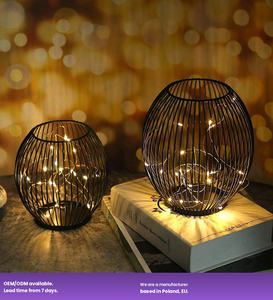 Bougeoirs en fil de métal noir lanterne pilier bougeoirs support de fleurs décoration de mariage centres de Table bougeoir - Product Image 3