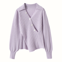 Fabricante OEM de Prendas de Cachemira, Suéter de Cachemira de Marca Privada, Suéter de Cachemira con Cuello Alto para Mujer