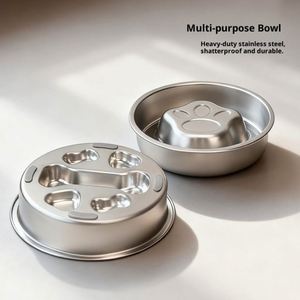 Comedero Lento para Perros de Acero Inoxidable, Antideslizante, Engrosado, Gran Capacidad, Antivuelco, Plato de Laberinto con 2 Tazas, Ecológico - Product Image 3