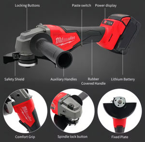 Meuleuse d'angle sans fil 18V sans balais, vitesse variable 9500 tr/min pour la découpe, le meulage et le polissage - Product Image 6