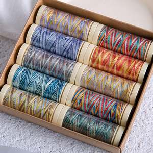 Đưa đón tatting kim loại sợi mercerized nhuộm đầy màu sắc đưa đón độ bền cao siêu mịn mềm mại thân thiện với da may kéo sáng bóng - Product Image 2