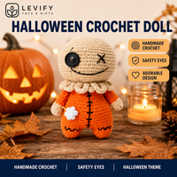 Poupée squelette Amigurumi au crochet faite main pour Halloween, avec yeux de sécurité, jouet en peluche, cadeau, vente en gros, décoration intérieure pour la maison et le bureau