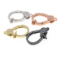 Haute qualité plaqué or CZ Micro pavé soleil lune ovale fermoir homard pour bijoux à bricoler soi-même