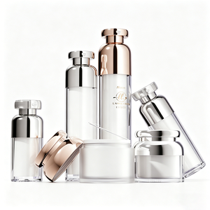 Flacone Airless in Acrilico Bianco da 15ml 30ml 50ml 100ml e Vasetto da 30g 50g con Pompa, Contenitore di Lusso per Skincare con Finitura <span class=keywords><strong>Argento</strong></span> - Product Image 3