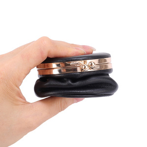 Ando <b>Bag</b> Genuine Cowhide Leather Lipstick Case <b>with</b> <b>Mirror</b> Mini Round Cosmetic Organizer Pouch - Product Image 5