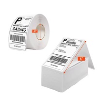 Personnalisation gratuite, étiquettes d'expédition rondes thermiques adhésives imperméables 4x6, personnalisables avec votre propre marque, promotion de haute qualité