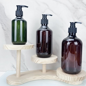 Custom Round Shoulder Amber Green Transparent 100ml 150ml 200ml 300ml 500ml Hair Oil PET Plastic Shampoo <b>Bottle</b> with <b>Pump</b> - Product Image 5