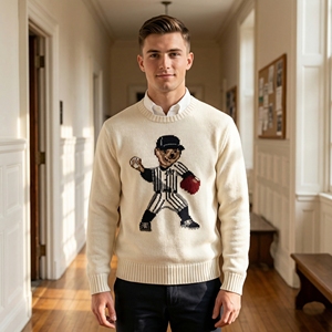 Pull-over en tricot pour homme avec logo personnalisé, style Old Money, fabricant OEM/ODM, marque privée, faible MOQ, tricot de coton de haute qualité - Product Image 4
