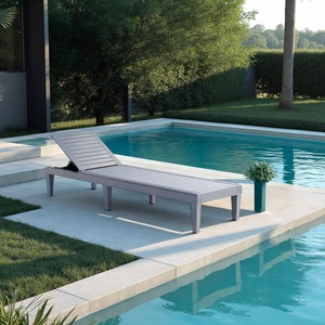 Chaise longue grise réglable en 5 positions, imperméable, légère, pour utilisation en extérieur, piscine, pelouse, en plastique - Product Image 6