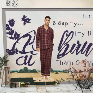 Ensemble de pyjama en flanelle pour homme Msf, ultra-doux, 100% coton, à carreaux classiques, avec poches spacieuses, bleu marine, 220g, lavable en machine - Product Image 3
