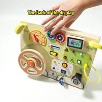 Tableau d'activités en bois avec éclairage LED, jouet éducatif Montessori pour enfants de 3 à 6 ans, volant et panneau de commande