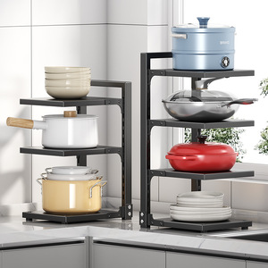 Support <span class=keywords><strong>mural</strong></span> de rangement pour pots creux en acier au carbone multicouche Accessoires de cuisine <span class=keywords><strong>Organisateur</strong></span> d'<span class=keywords><strong>évier</strong></span> avec organisation à trois niveaux - Product Image 3