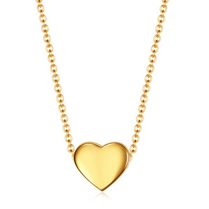 Cadena de clavícula de acero inoxidable en forma de corazón, chapada en oro de 18 quilates, colgante liso de 12 mm, collar para uso diario, regalo. - Product Image 1