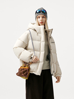 Veste d'hiver courte matelassée pour femme Pioneer Camp avec capuche, imperméable, chaude, style doudoune, manteau bouffant, vêtement d'extérieur