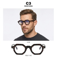 Lunettes photochromiques octogonales anti-lumière bleue de haute qualité pour les personnes haut de gamme, lunettes en acétate