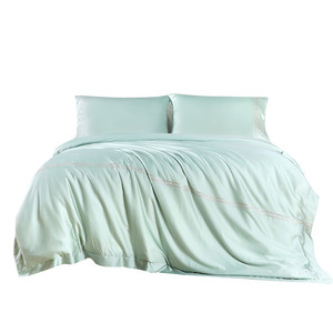 Qin Yue Home Textiles Lyocell <b>Bedding</b> <b>Set</b> 1.5m Bed Solid Color Minimalist Eco-Friendly Four-Piece <b>Set</b> - Product Image 4