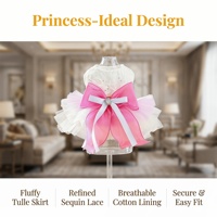Robe de cosplay rose mignonne de style princesse avec tissu léger de qualité supérieure pour chiens et chats de petite et moyenne taille