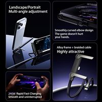 Support invisible 2-en-1 avec câble de charge USB-C réglable multi-angle (1,5 m) et charge rapide 240W pour smartphones