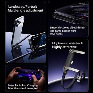 Support invisible 2-en-1 avec câble de charge USB-C réglable multi-angle (1,5 m) et charge rapide 240W pour smartphones - Product Image 3