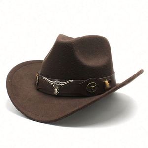 Sombrero de Vaquero de Fieltro Personalizado para Fiestas al Aire Libre, Sombrero de Vaquero Negro Estilo Texas con Banda Metálica, Venta al Por Mayor - Product Image 2
