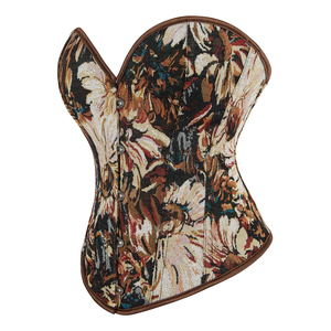 Top <span class=keywords><strong>bustier</strong></span> sexy pour femme, imprimé floral <span class=keywords><strong>kaki</strong></span>, style gothique vintage, corset court, dos nu, sans bretelles, tube top - Product Image 2