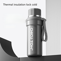 Nouvelle bouteille d'eau isotherme multifonctionnelle en acier inoxydable 304 de 650 ml avec paille et bec verseur direct, grand couvercle