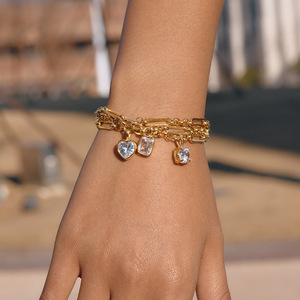 Pulsera <span class=keywords><strong>de</strong></span> Zirconia <span class=keywords><strong>de</strong></span> Estilo Occidental, Hipoalergénica, Chapada en <span class=keywords><strong>Oro</strong></span> <span class=keywords><strong>de</strong></span> <span class=keywords><strong>18K</strong></span>, <span class=keywords><strong>de</strong></span> Acero Inoxidable, Calidad Premium, la Mejor Opción del Mercado - Product Image 3