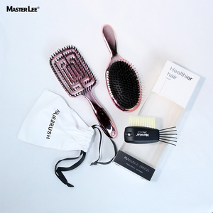 Juego de cuidado del cabello de lujo salón hogar regalo Rosa oro ventilado cerdas de jabalí masaje desenredante cepillo de pelo con caja de papel artesanal y bolsa - Product Image 5