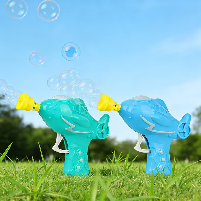 Manual Inertial Aircraft Modeling Children's Bubble Gun Children's Outdoor Beach Interactive Press Bubble Blow Toy Gift