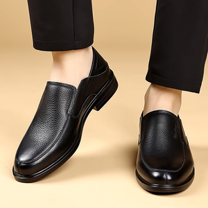 Mocassins en cuir véritable pour hommes, chaussures d'affaires décontractées à bout rond et semelle souple, automne - Product Image 3