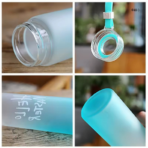 Bouteille d'eau en verre dépoli coloré à changement de couleur avec couvercle, personnalisable avec logo, vente en gros - Product Image 2