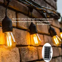 48FT S14 Iluminação Do Jardim Movido A Energia Solar Ao Ar Livre No Feriado Luzes Da Corda Com Lâmpadas de Edison Levou
