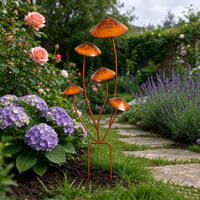 Piquets de jardin en métal en forme de champignon, style rustique, pour décoration paysagère de jardin, patio et véranda (OEM/ODM)