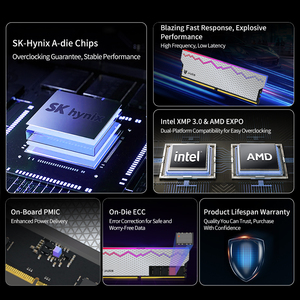 JAZER 16 Go DDR5 6000 MHz RGB RAM DIMM CL28 Module de mémoire Hynix A-Die certifié ECC pour PC de jeu, garantie 3 ans - Product Image 3