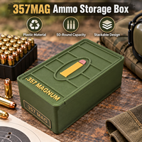 Boîte de rangement pour munitions 357 Magnum, capacité de 50 cartouches, PVC léger, portable, empilable, organisateur de munitions pour cartouches, noir